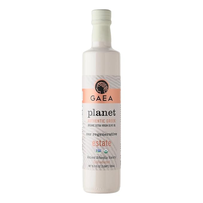 Gaea Planet Organic Extra Virgin Olive Oil, 16.9 fl oz, Cold Extracted Greek Olive Oil from Our Regenerative Estate, Ancient Athinolia Variety
