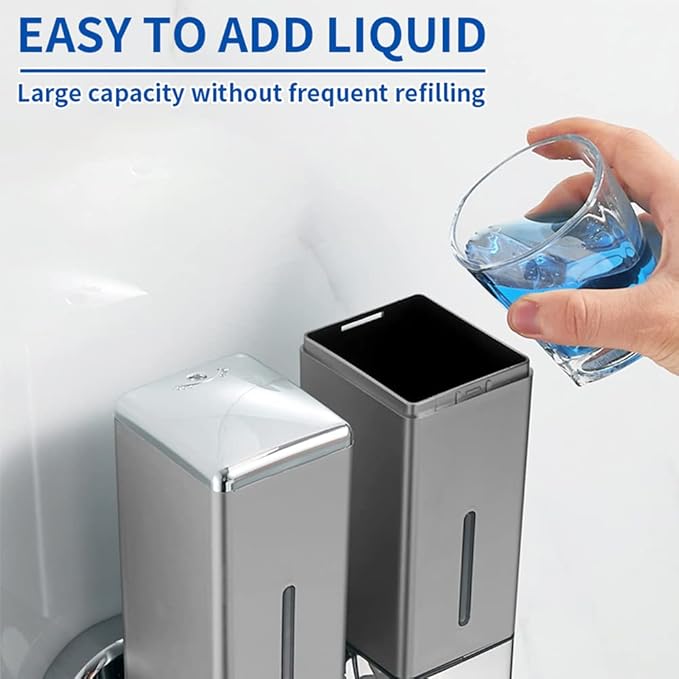 3 x 500ml per Cup Wall Mounted Manual Soap Dispenser for Home, Bath, Kitchen, Hotels, Restaurants. Shower and Lotion (Grey), Grey,transparent