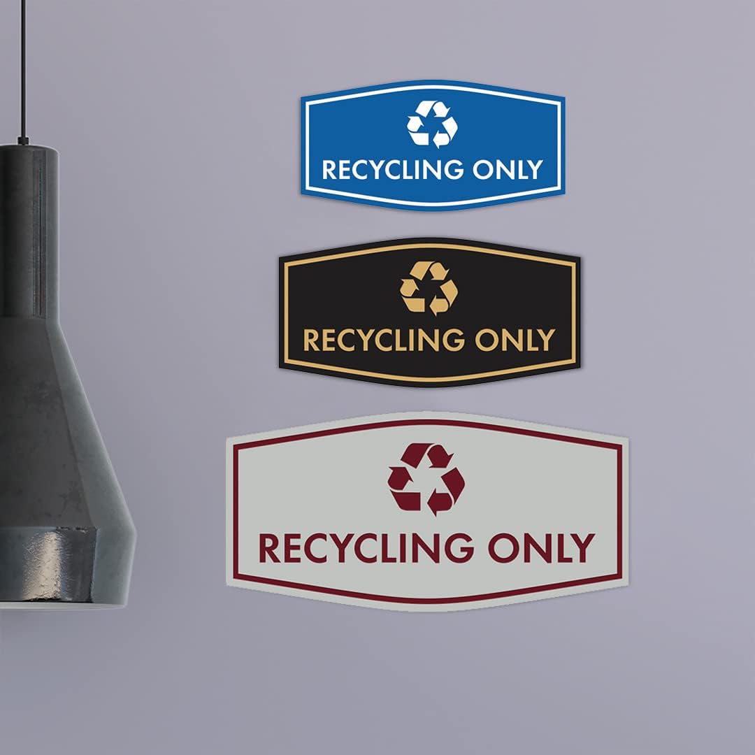 Fancy Recycling Only Sign (Brushed Silver) - Large