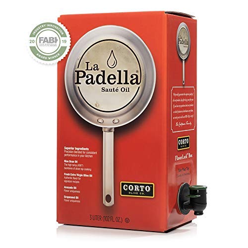 Corto La Padella® High Smoke Point Cooking Oil, Chef-Grade Sauté Oil Blend with Grapeseed, Avocado, Rice Bran Oils, Oxygen-Free FlavorLock Box, 3L