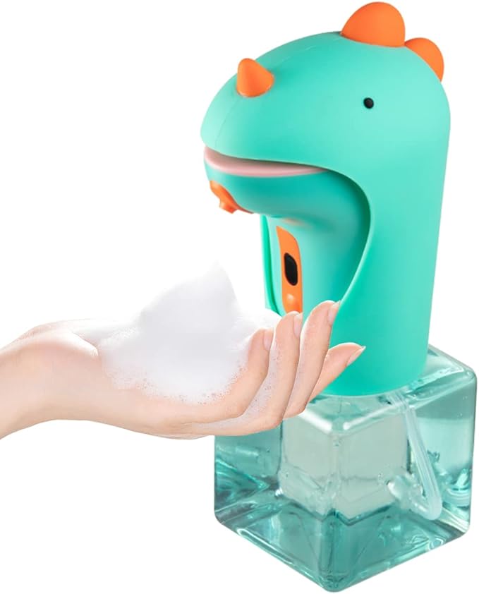 Dinosaur Automatic Soap Dispenser, Auto Foaming Touchless Hand Soap Dispenser for Kids, IPX6 Waterproof Cute Foam Sanitizer Dispenser for Bathroom Countertop, 8.7oz/250ML (Battery Type)