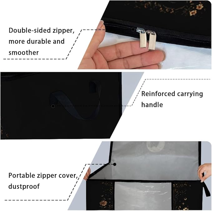 3pcs comforter blanket clothes sheet towel sweater pillow plush underbed storage,linen closet organization containers for bedroom,clear window storage tote bag,extra large portable moving boxes