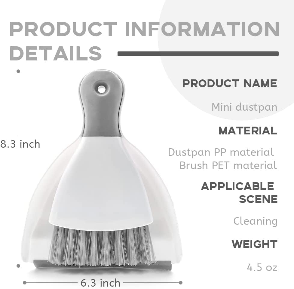 Dust pan Broom Brush Dustpan - Dustpan and Brush Set,Mini dust Pans with Brush,Dust Pan and Brush Set for Table, Key Board, Cat, Dog and Other Pets, Dust Pan Brush Nesting Tiny Cleaning Broom（Gray）