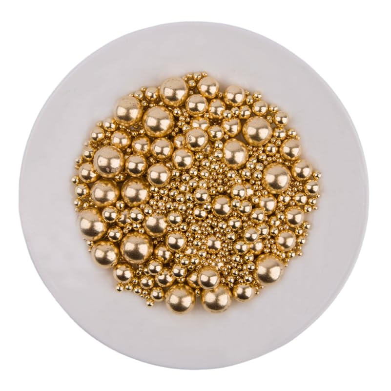 Edible Bright Gold Sugar Pearls Candy Sprinkles 120G/ 4.23Ounce Baking Cake Sprinkles Cupcake and Cake Topper Cookie Decorations Wedding Party