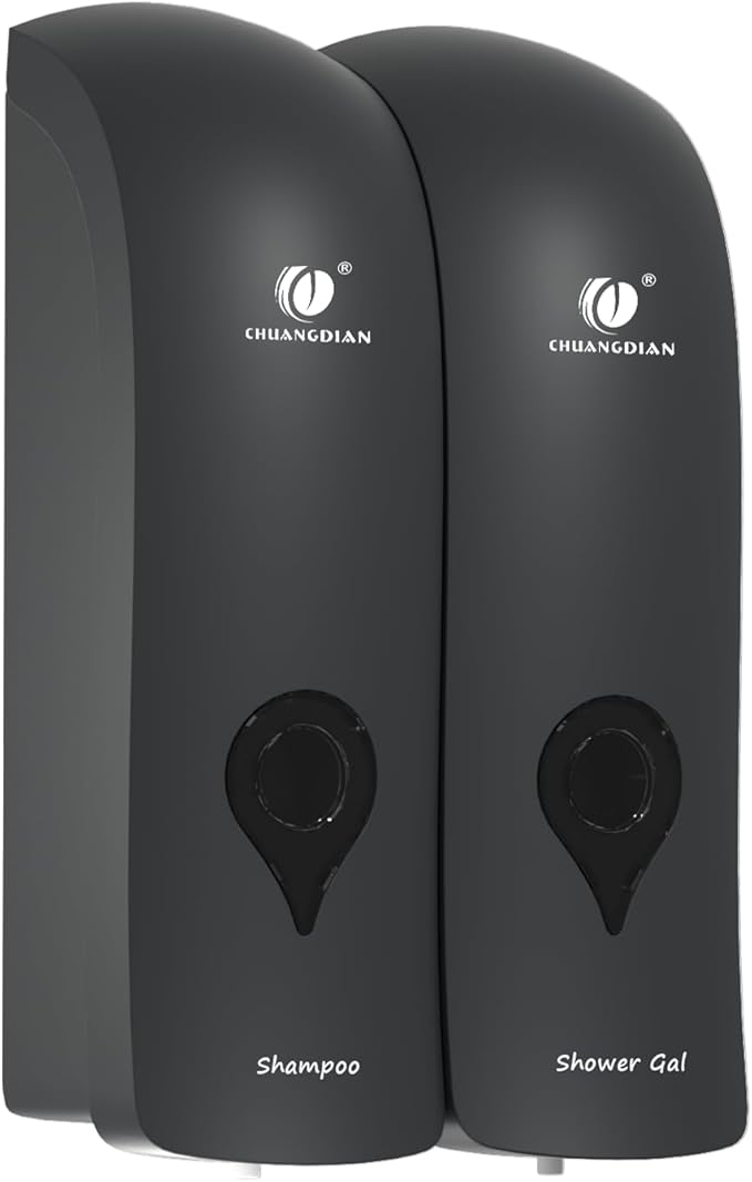 Shampoo and Conditioner Dispenser, Bathroom soap Dispenser Set of 2 Black, Wall-Mounted Shower Soap Dispenser 300ml, Refillable Bathroom soap Dispenser for Bathroom,Kitchen,Hotel and Airbnb