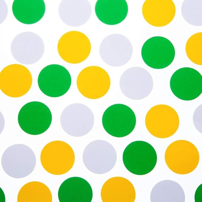 Glitter Confetti Circle Dots for Table Wedding Birthday Party Decoration, 1.2 inch in Diameter (yellow,green,white,200pc)