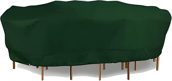 Eevelle Meridian Patio Oval Table Set Cover with Marine Grade Fabric - Outdoor Table Cover - Furniture Set Covers for Dining Table - Easy to Install - (25.5" H x 75" L x 52" W, Hunter Green)