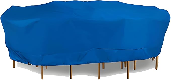 Eevelle Meridian Patio Oval Table Set Cover with Marine Grade Fabric - Outdoor Table Cover - Furniture Set Covers for Dining Table - Easy to Install - (25"H x 82"L x 52"W, Royal Blue)