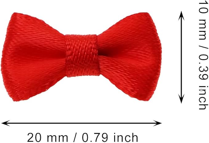 Tupalizy Mini Satin Ribbon Bows Small Craft Sewing Fabric Bows for Christmas Decoration Bow Ties Scrapbook Gift Bags Boxes Greeting Invitation Cards Wedding Party Favor, 20x10mm, 50PCS (Red)
