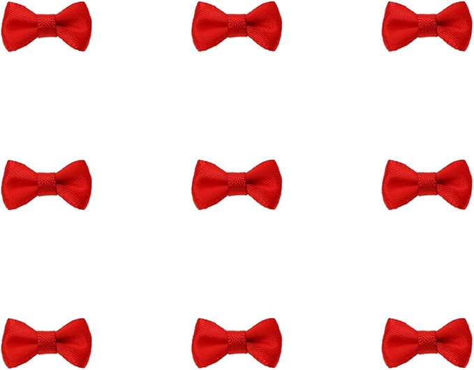 Tupalizy Mini Satin Ribbon Bows Small Craft Sewing Fabric Bows for Christmas Decoration Bow Ties Scrapbook Gift Bags Boxes Greeting Invitation Cards Wedding Party Favor, 20x10mm, 50PCS (Red)