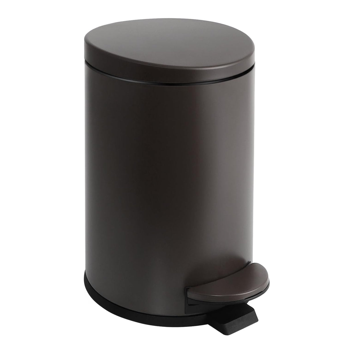 TIPGO Small Trash Can with Lid Soft Close, 4.5 Liters / 1.2 Gallon Bathroom Garbage Can, Mini Step Trash Bin, Stainless Steel Wastebasket for Bathroom, Bedroom, Office (Brown)