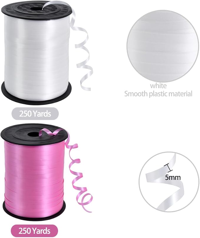TONIFUL 500 Yards Curling Ribbon-Balloon Ribbon-Balloon String for Art&Craft Decor,Gift Wrapping,Ribbons and Bows for Christmas New Year Birthday Gifts Graduation Supplies (Pink and White)