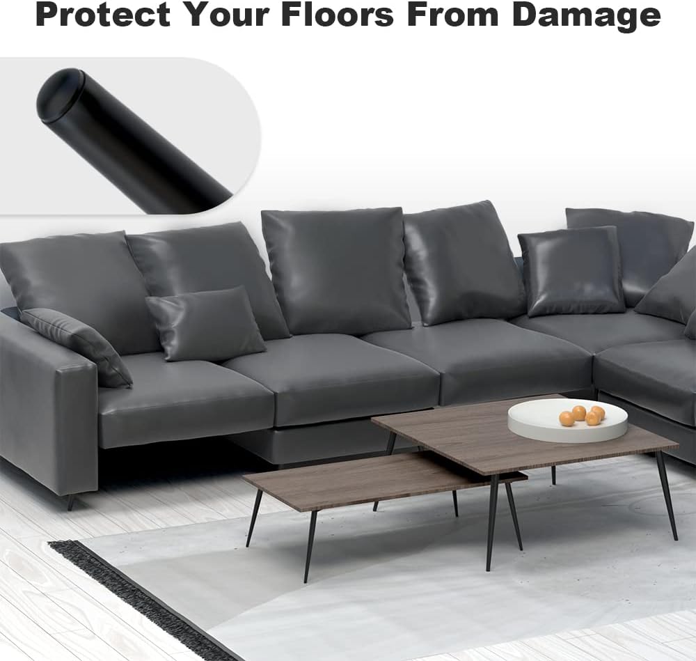 4PCS 16 Inch Matte Black Tapered Angled Legs for Furniture, Metal Mid Century Mordern Feet, Heavy Duty Slanted Stand Legs Kit for Couch, Coffee Table, Desk, Dresser, Sofa, Chair