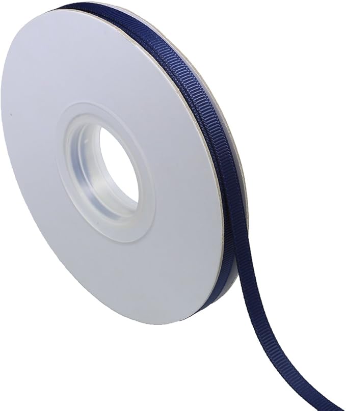 Ribbonitlux 1/4" Wide Solid Grosgrain Ribbon 25 Yards (370-Navy ）, Set for Gift Wrapping, Party Decor, Sewing Applications, Wedding and Craft