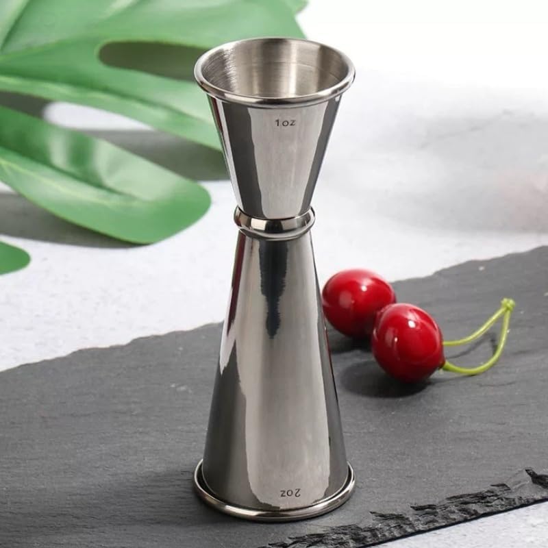2-Piece Dual-Sided Bartending Jigger Set - 1oz & 2oz Measured Markings, 304 Stainless Steel