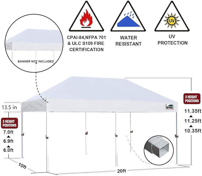 Eurmax USA 10x20ft Pop Up Canopy, Commercial Instant Tent for Outdoor Events, Patented No-Tip Rolling Storage Bag with 6 Sandbags,UV & Water Resistant,Heavy Duty Portable Shelter Gazebo,Turquoise