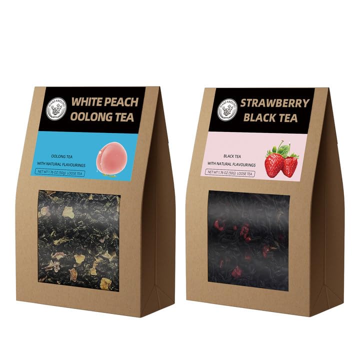 Hanfangling White Peach Oolong Tea and Strawberry Black Tea, Natural Loose Leaf Tea,The Choice for Enjoying a Beautiful Life