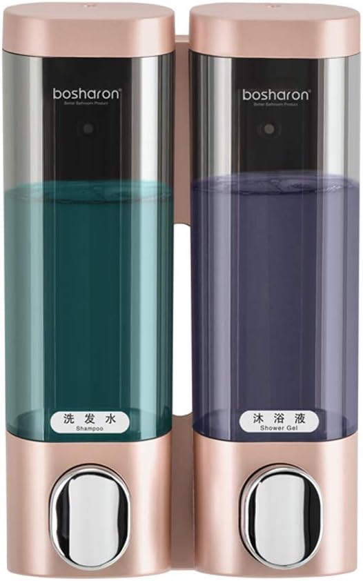 Soap Dispenser Shampoo Shower Dispenser Wall Mount 300mlx2 for Bathroom Hotel (Rose Gold)