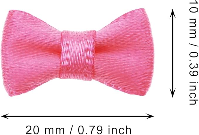 Tupalizy Mini Satin Ribbon Bows Small Craft Sewing Fabric Bows for Christmas Decoration Bow Ties Scrapbook Gift Bags Boxes Greeting Invitation Cards Wedding Party Favor, 20x10mm, 50PCS (Dark Pink)
