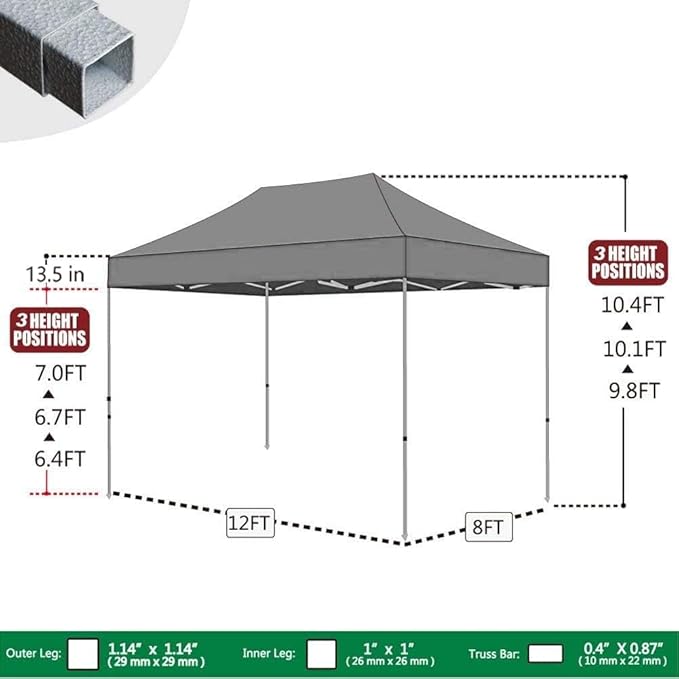 Eurmax USA 8x12ft Pop Up Canopy, Commercial Instant Tent for Outdoor Events, Patented No-Tip Rolling Storage Bag with 4 Sandbags, UV & Water Resistant, Heavy Duty Portable Shelter Gazebo,White