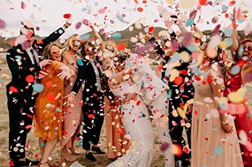 BATTIFE 7.1oz Colorful Tissue Paper Confetti, 1inch Large Bag Round Confetti for Wedding Birthday Party Celebrations, Multicolor 25000 Pieces