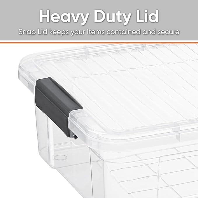 Superio Clear Storage Box with Lid, 22.5 Quart Plastic Container Bins for Organizing, Stackable Crates, BPA Free, Non Toxic, Odor Free, Organizers for Home, Office, School, and Dorm, 10 Pack