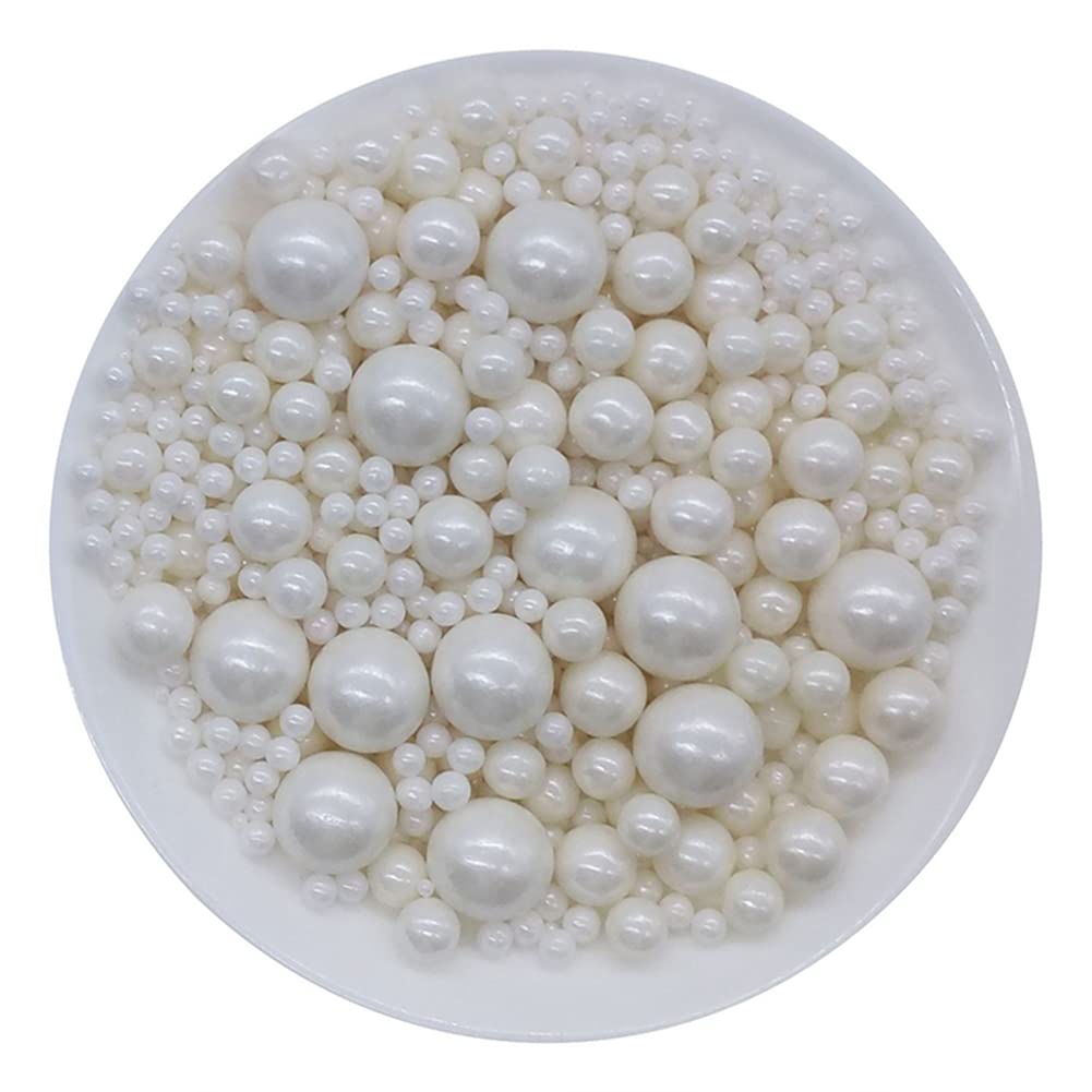 Edible White Sugar Pearls Candy Sprinkles 120G/ 4.23Ounce Baking Cake Sprinkles Cupcake and Cake Topper Cookie Decorations Wedding Party Valentines