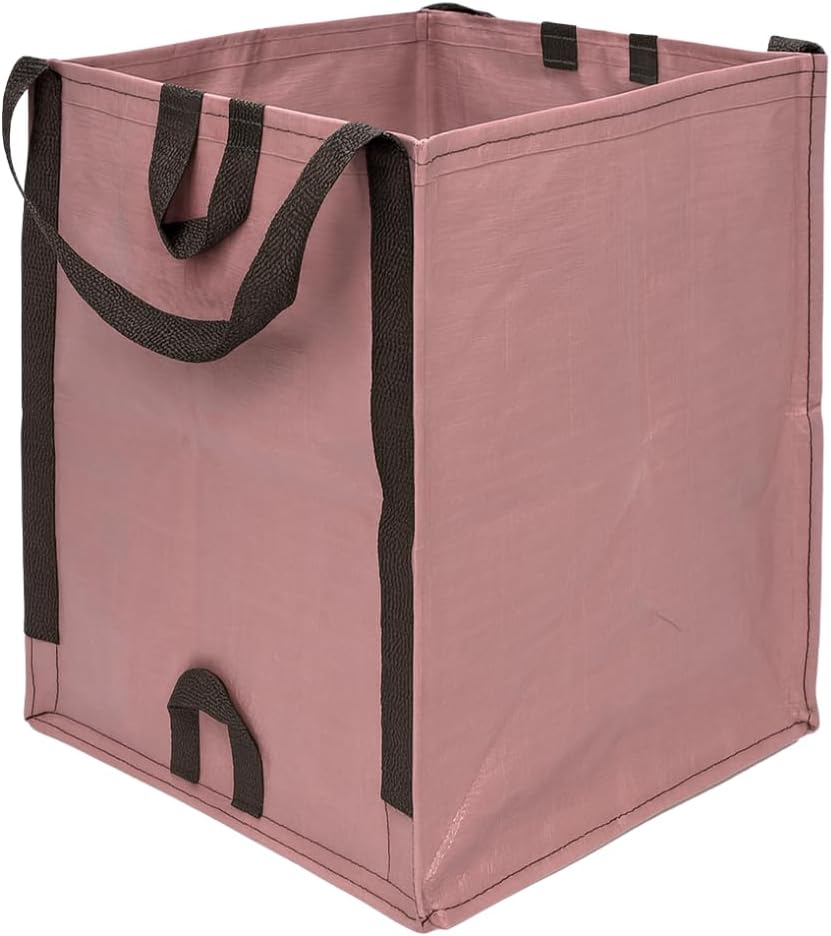 DURASACK Heavy Duty Home and Yard Bags 48-Gallon Reusable Self-Standing Lawn and Leaf Bags Garbage Can with Reinforced Handles, Mauve