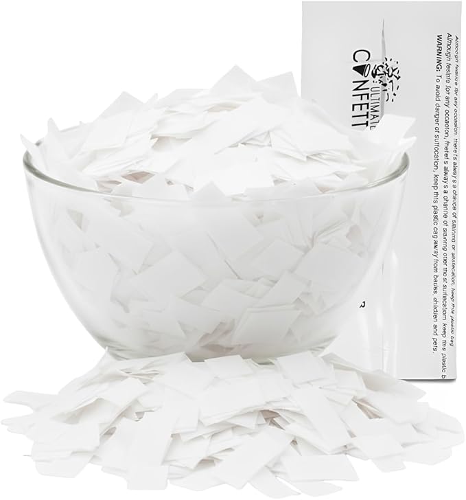 Ultimate Confetti, White Biodegradable Confetti - Rectangular Fluttering Tissue Paper Confetii for Cannon and Launcher use – Best for Mother’s Day, Wedding, Parties and Live Events - 1 lb, 16 oz