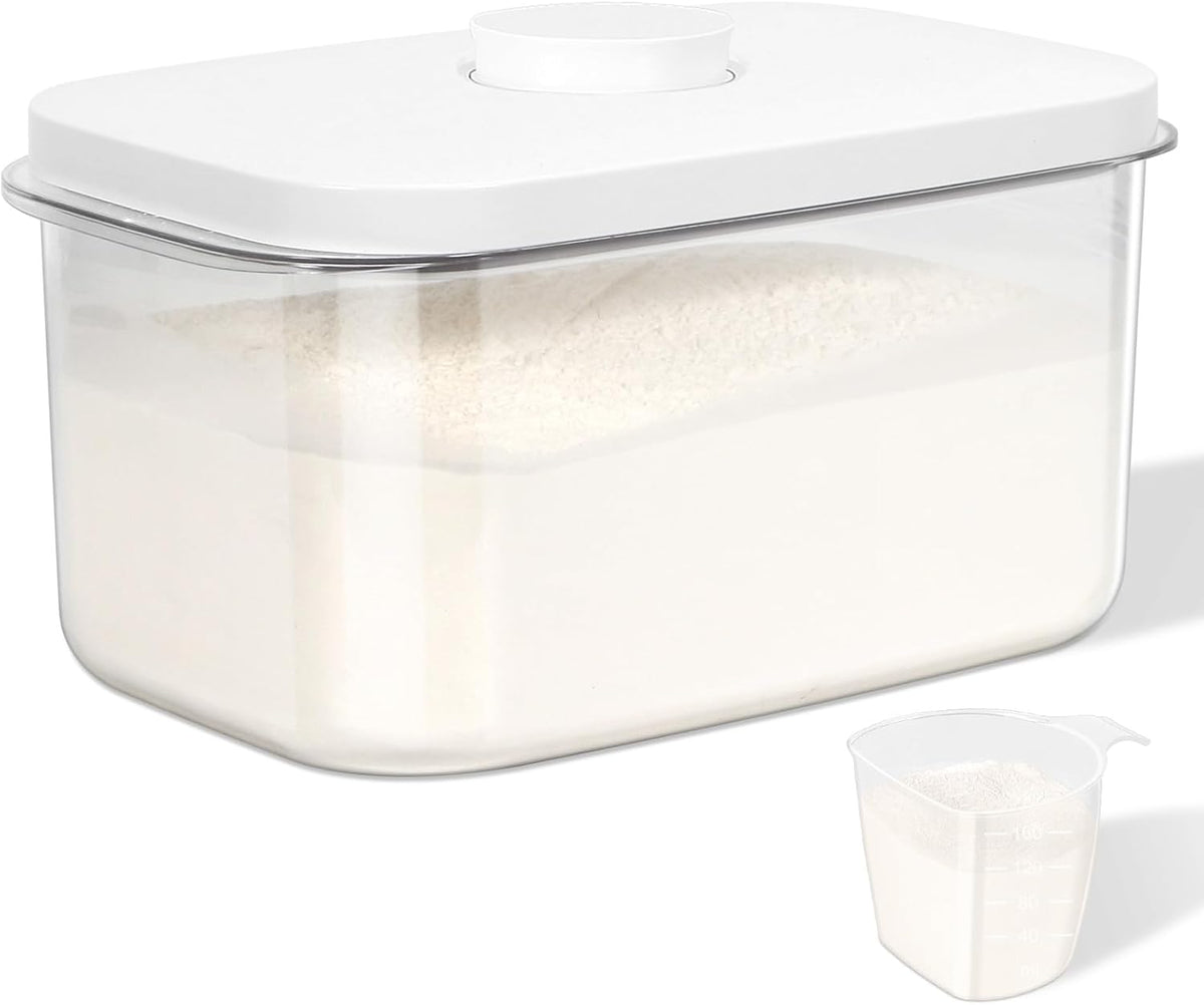 Airtight Flour Container 12 Lbs, Clear PET Plastic Food Storage Container Bin with Pop Up Lids For Rice Flour Sugar