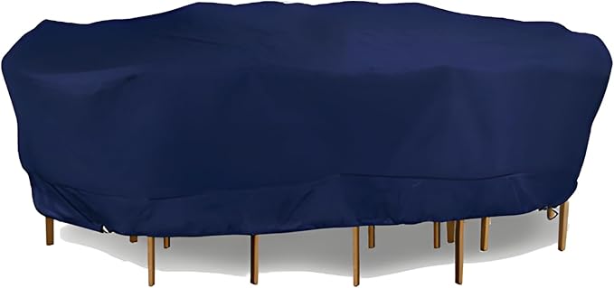 Eevelle Meridian Patio Oval Table Set Cover with Marine Grade Fabric - Outdoor Table Cover - Furniture Set Covers for Dining Table - Easy to Install - (25.5"H x 80"L x 56"W, Navy)