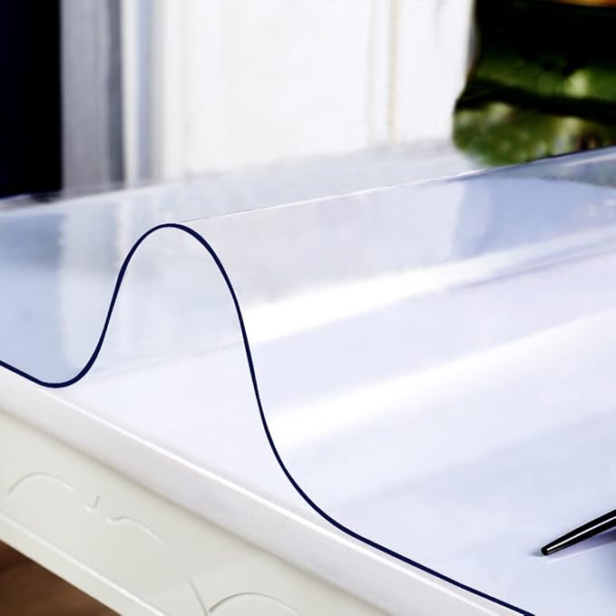 Rectangular 14x20 Inches Waterproof Clear PVC Writing Computer Desk Mat Crytal PVC Table Cover Pads Plastic Table Protector for Coffee Table Dresser TV End Sofa Table Protector Non-Slip Easy Clean