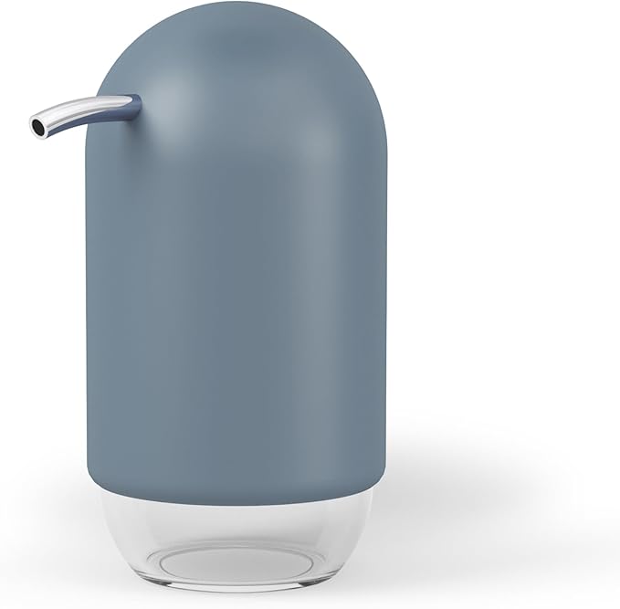 Umbra Touch Hand Soap Dispenser, Plastic Liquid Pump Bottle, Durable and Refillable for Bathroom or Kitchen Sink, Slate Blue