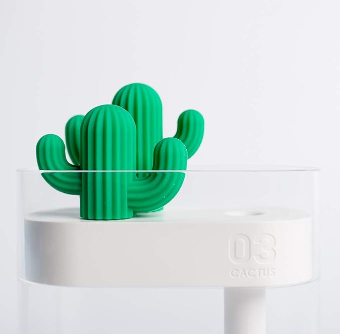 USB Cool Mist Humidifier with Night Light, Mini Size Cactus Humidifier for Bedroom Home Office Car with Timed auto Shutdown(Transparent)