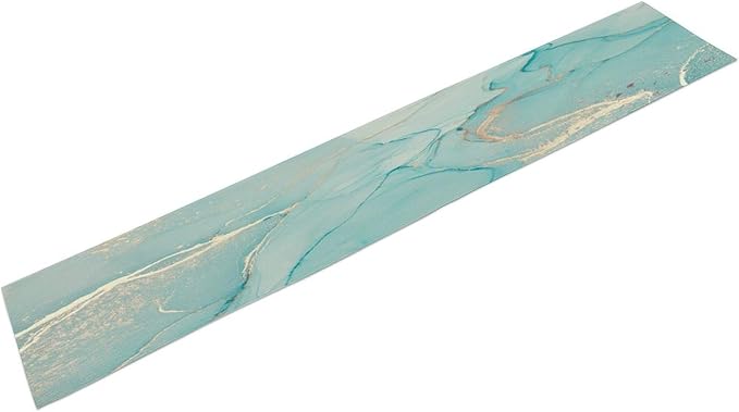Turquoise Aqua Marble Table Runner, Modern Teal Watercolor Print Table Runner for Coffee Dining Party Wedding Kitchen 13x60in