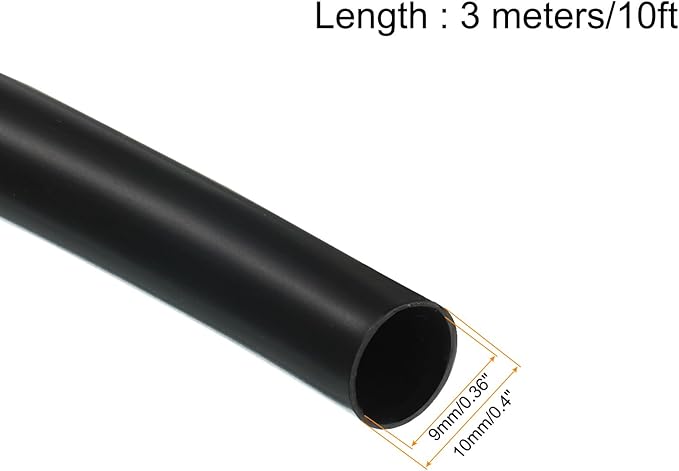 UXcell Black PVC Tube Wire Harness Tubing, 9mm(3/8 inch) ID, 10ft Sleeve for Wire Sheathing Protection