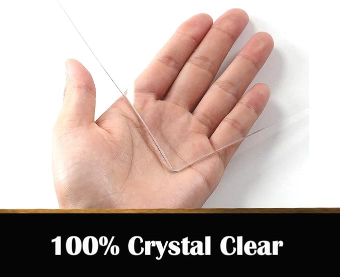 16X96 Inch Clear Dining Table Protector Plastic Tablecloth Desk Pad Mat Wooden Furniture Coffee Glass End Hallway Entryway Entry Sofa Bed Side Console Top Protection Cover Liner Waterproof PVC Vinyl