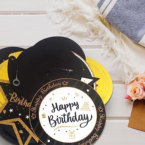 Happy 30th Birthday Black & Gold Glitter Swirls Streamers Party Decorations - 15 Pcs 30th Birthday Hanging Swirls Streamers Kit,Cheers to Thirty Years Old Bday Party Sign.