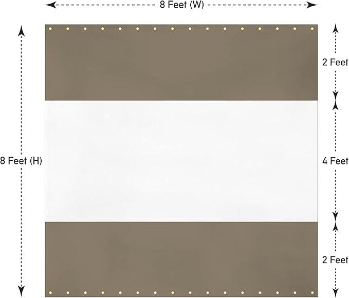 Covers & All Outdoor Clear Panel Curtain, 12 oz Vinyl Outdoor Curtains for Patio, Weather Resistant Waterproof Tarp with Brass Grommets for Pergola, Porch, Gazebos, Balcony (8'H x 8'W Feet, Beige)