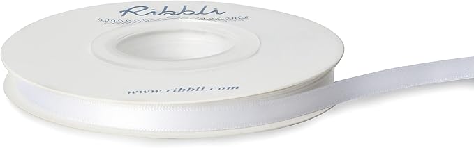 Ribbli Double Faced White Satin Ribbon,1/4” x Continuous 25 Yards,Use for Bows Bouquet,Gift Wrapping,Floral Arrangement