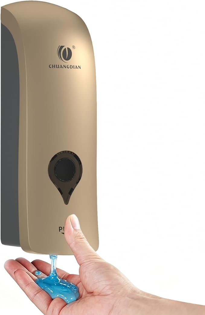 Shampoo Conditioner Body Wash Dispenser, Wall-Mounted Shower Soap Dispenser 10fl.oz/300ml, No Drill Refillable Bathroom soap Dispenser for Bathroom,Kitchen,Hotel and Airbnb,Gold CD-1049