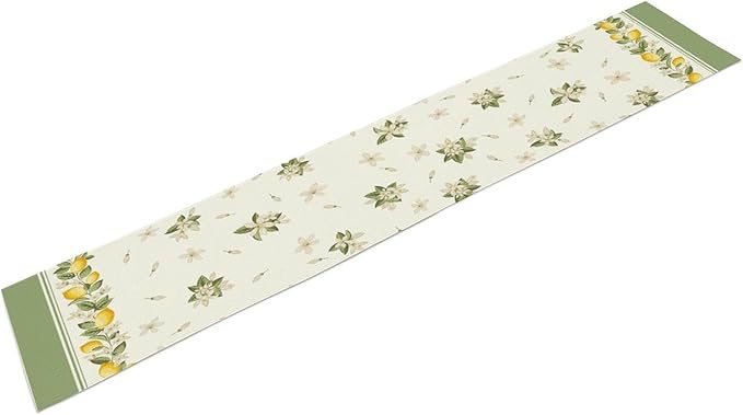 Lemon Spring Table Runner, Farmhouse Rustic Summer Flower Leaves Table Cover for Home Kitchen Dining Room Table, 13x36inch