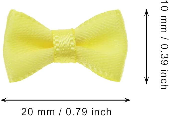 Tupalizy Mini Satin Ribbon Bows Small Craft Sewing Fabric Bows for Christmas Decoration Bow Ties Scrapbook Gift Bags Boxes Greeting Invitation Cards Wedding Party Favor, 20x10mm, 50PCS (Yellow)