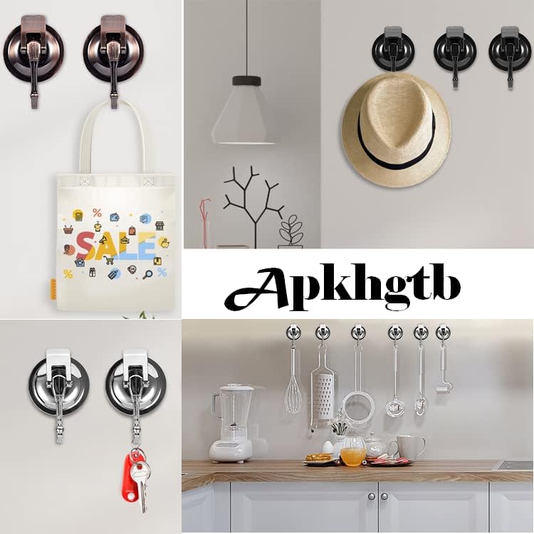 Wreath Cup Hook, Easy to Install and Remove, No Hole Punched,Black- Plated Plished Super Suction Hanger for Kitchen，Bathroom and Restroom,4Pack