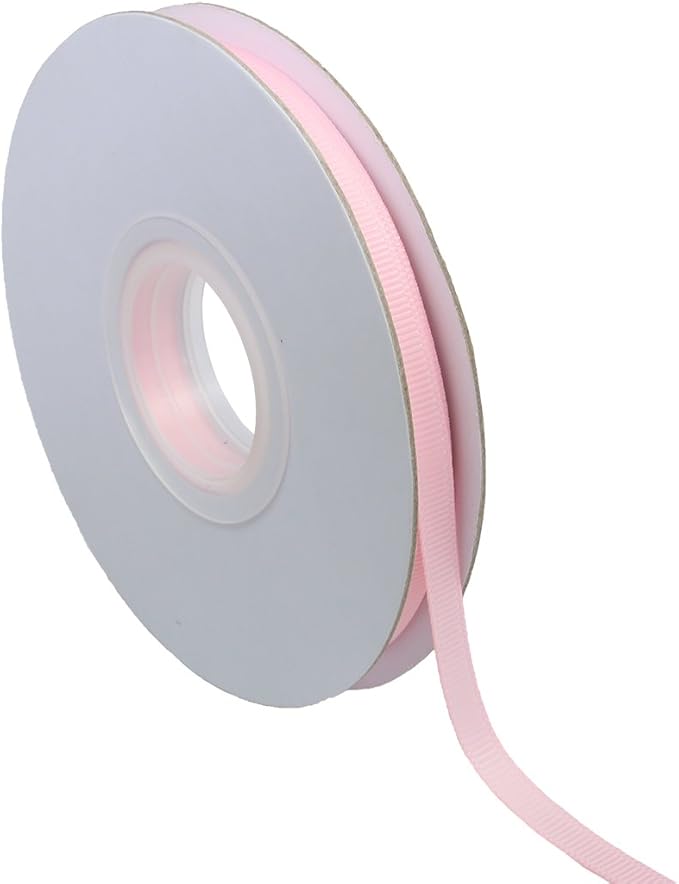 Ribbonitlux 1/4" Wide Solid Grosgrain Ribbon 25 Yards (117-Light Pink）, Set for Gift Wrapping, Party Decor, Sewing Applications, Wedding and Craft