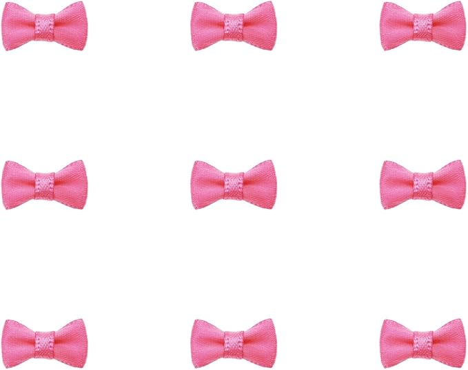Tupalizy Mini Satin Ribbon Bows Small Craft Sewing Fabric Bows for Christmas Decoration Bow Ties Scrapbook Gift Bags Boxes Greeting Invitation Cards Wedding Party Favor, 20x10mm, 50PCS (Dark Pink)