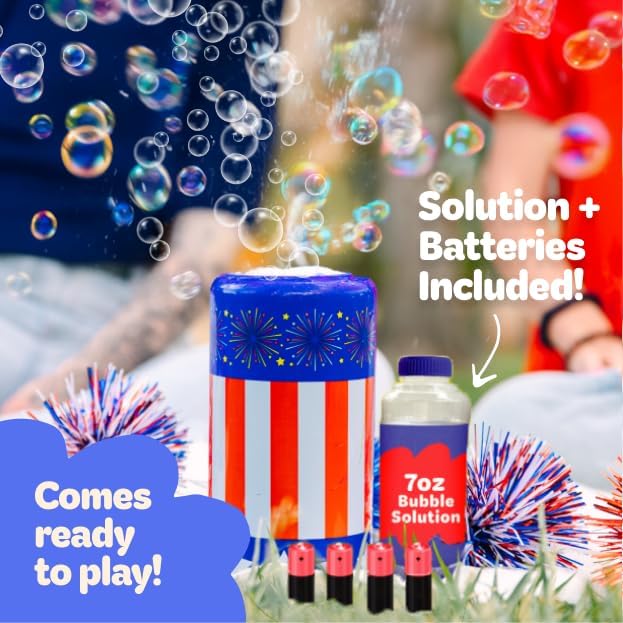 Move2Play Bubble Blower | Bubble Machine | Bubble Toy for Toddlers, Boys and Girls | Indoor & Outdoor | Birthday Party | Summer Fun | Gift for Girls 1, 2, 3, 4+ Years Old (4th of July)