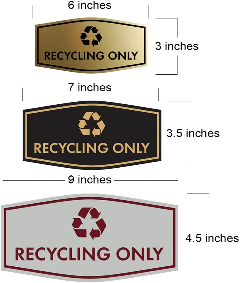 Fancy Recycling Only Sign (White) - Medium