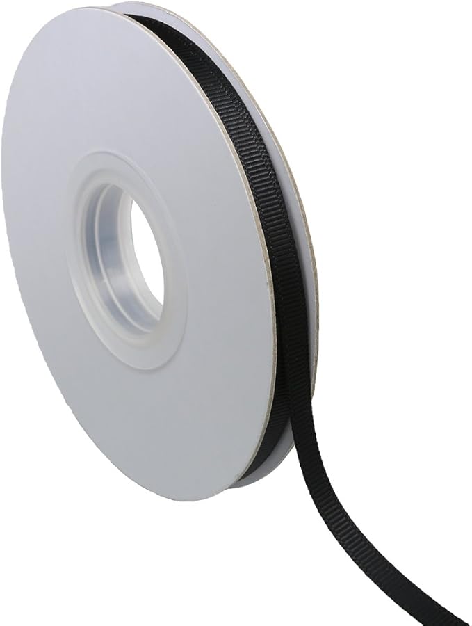Ribbonitlux 1/4" Wide Solid Grosgrain Ribbon 25 Yards (030-Black）, Set for Gift Wrapping, Party Decor, Sewing Applications, Wedding and Craft