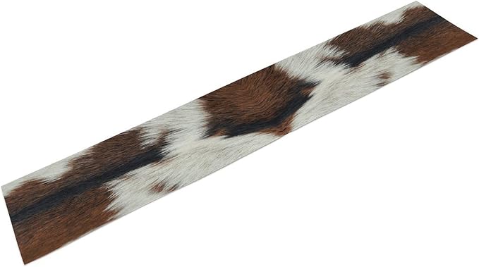 Cow Print Table Runner, Brown Cowhide Print Western Style Table Runner Country Farmhouse Cottage Cow Pattern Linen Table Decoration for Home Kitchen Dining 13x36